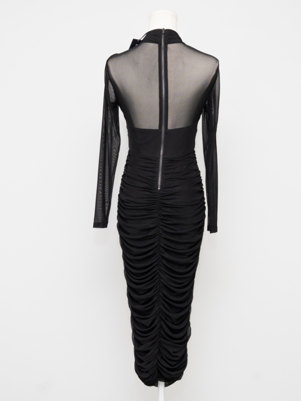 Kenneth Cole - Side Ruched Mesh Bodycon Dress - Picture 3 of 12